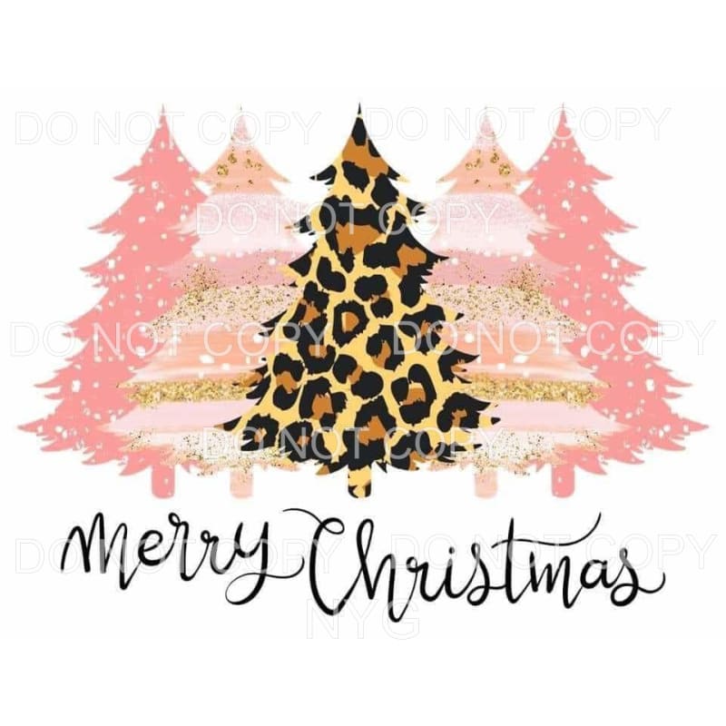 Merry Christmas Pink Leopard Trees #1769 Sublimation