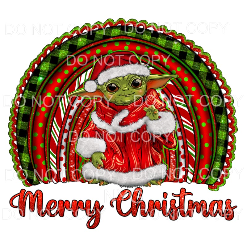 Merry Christmas Rainbow Baby Yoda Mandalorian Star Wars Red