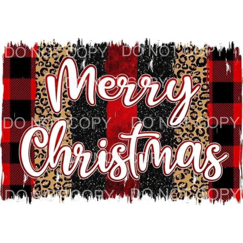 Merry Christmas Red Buffalo Plaid Leopard Black Glitter
