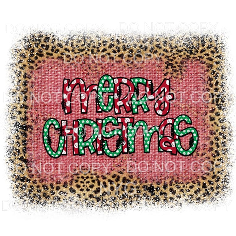 Merry Christmas Red Green White Polka Dots Leopard #1854