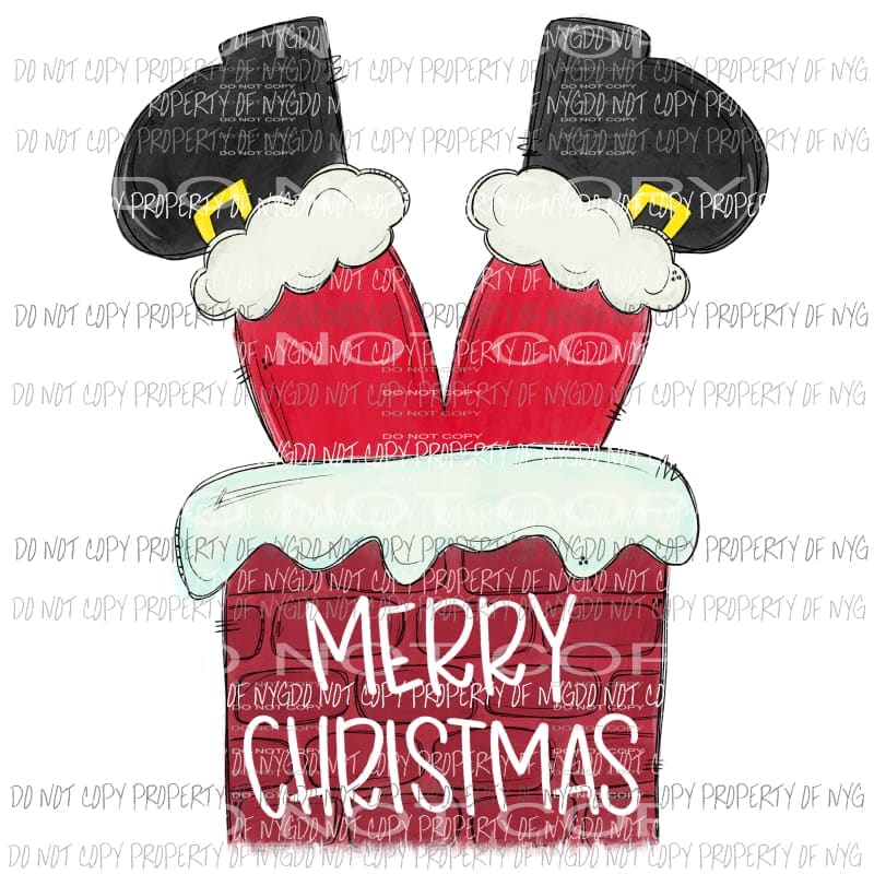 Merry Christmas Santa chimney Hand Drawn Sublimation transfers Heat Transfer