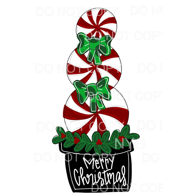 Merry Christmas Stacked Peppermint Candy Sublimation