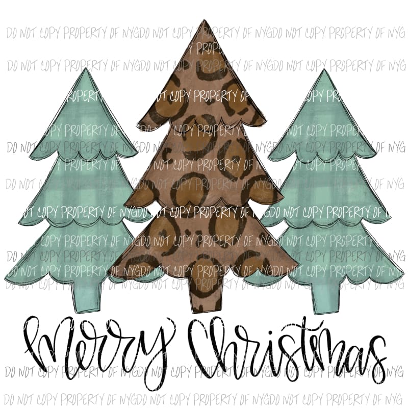 Merry Christmas Trees leopard # 1 Sublimation transfers Heat Transfer
