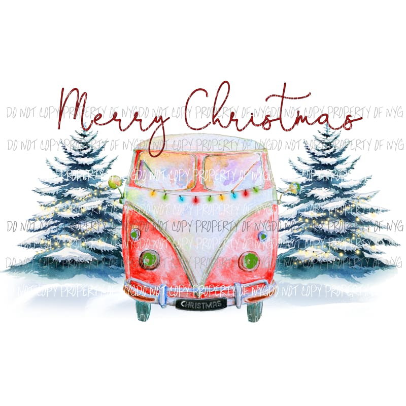 merry christmas vw van Sublimation transfers Heat Transfer