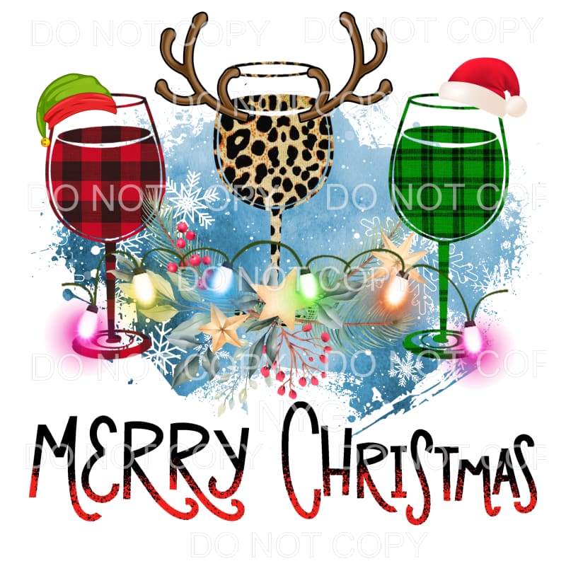 Merry Christmas wine glasses # 14 Sublimation transfers -