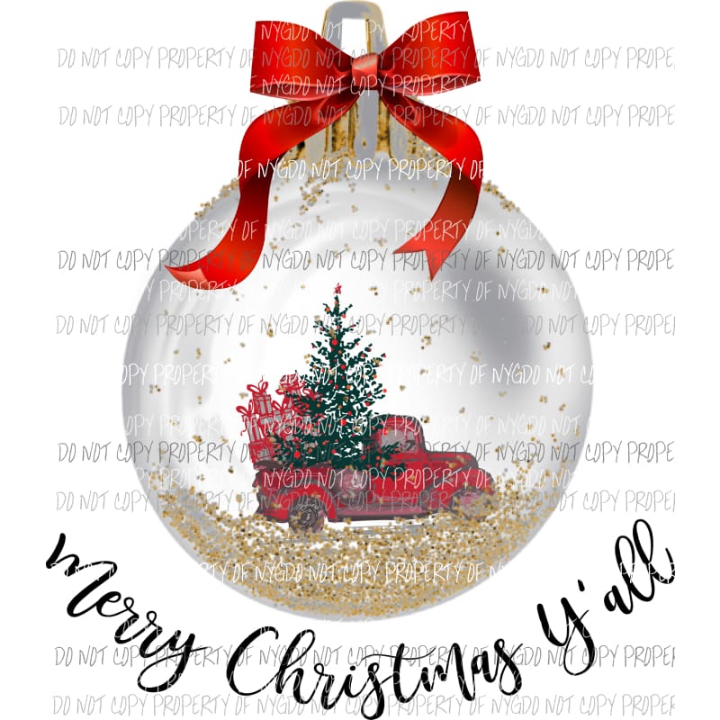 merry christmas yall ornament Sublimation transfers Heat Transfer