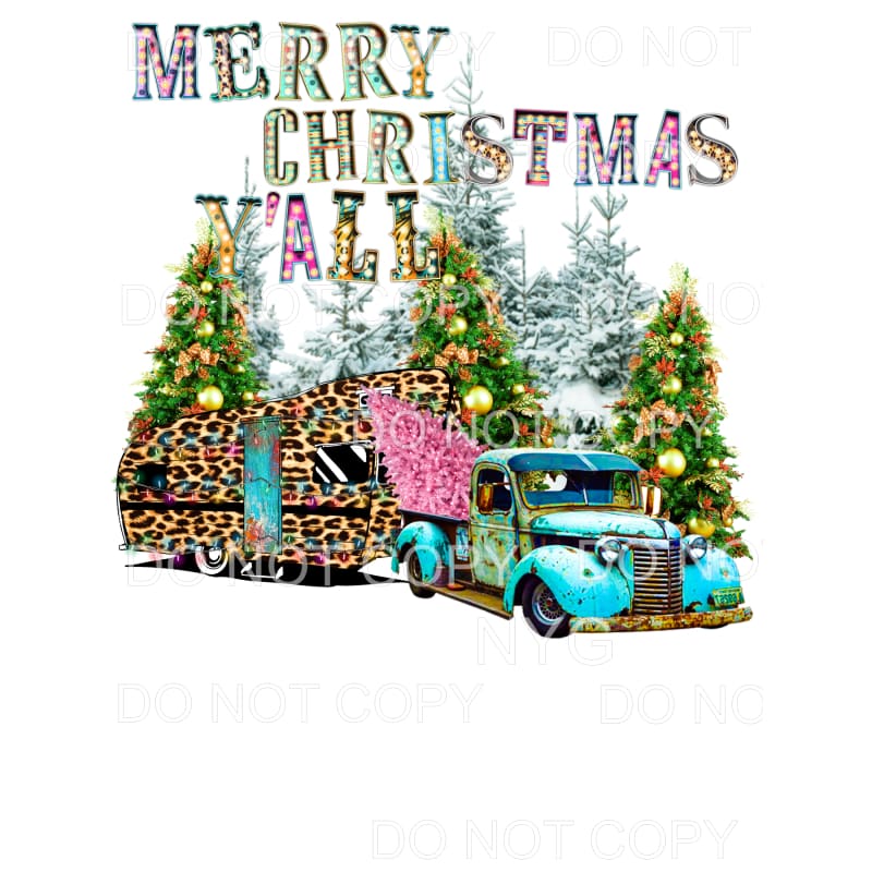 Merry Christmas Yall Truck camper # 17 Sublimation transfers