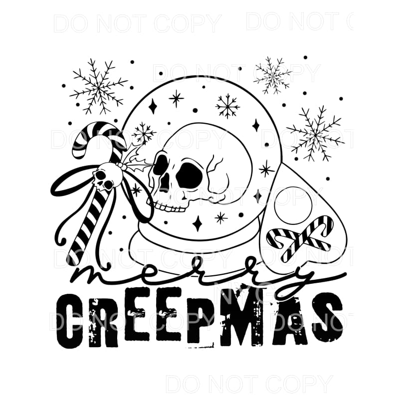 Merry Creepmas Skull Snow Globe Candy Canes Christmas #616