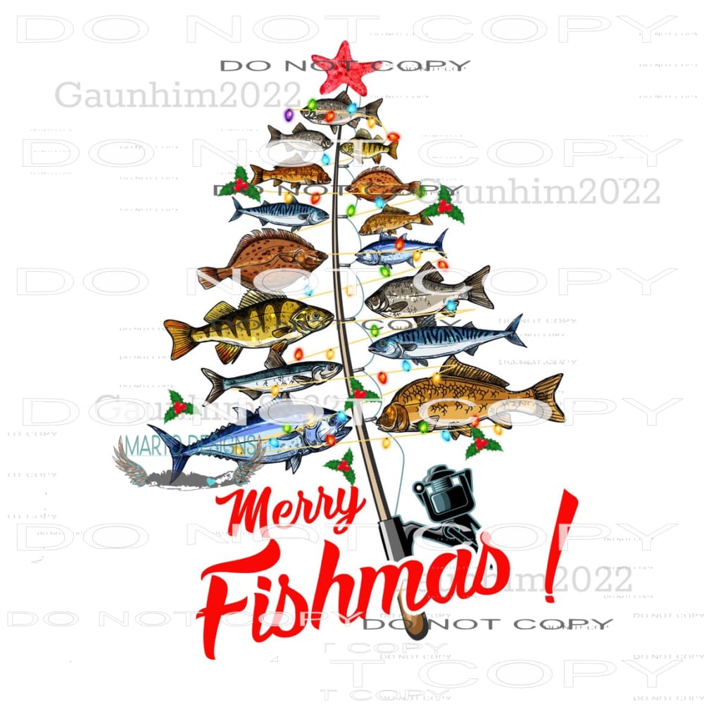 Merry Fishmas #8218 Sublimation transfers - Heat Transfer