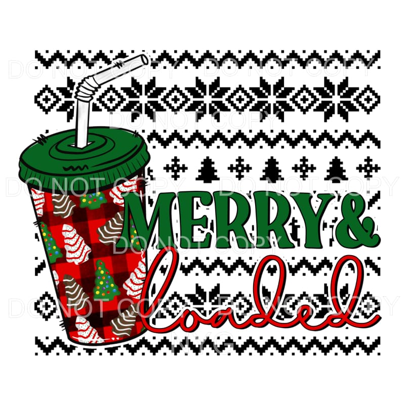 Merry & Loaded Tea Tumbler Christmas Tree Snack Cakes Red