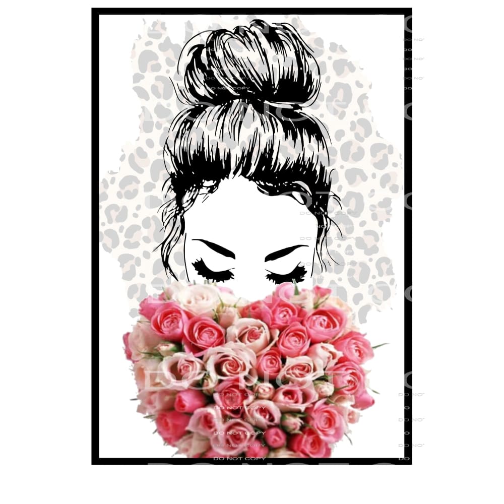 messy bun flowers # 8076 Sublimation transfers - Heat