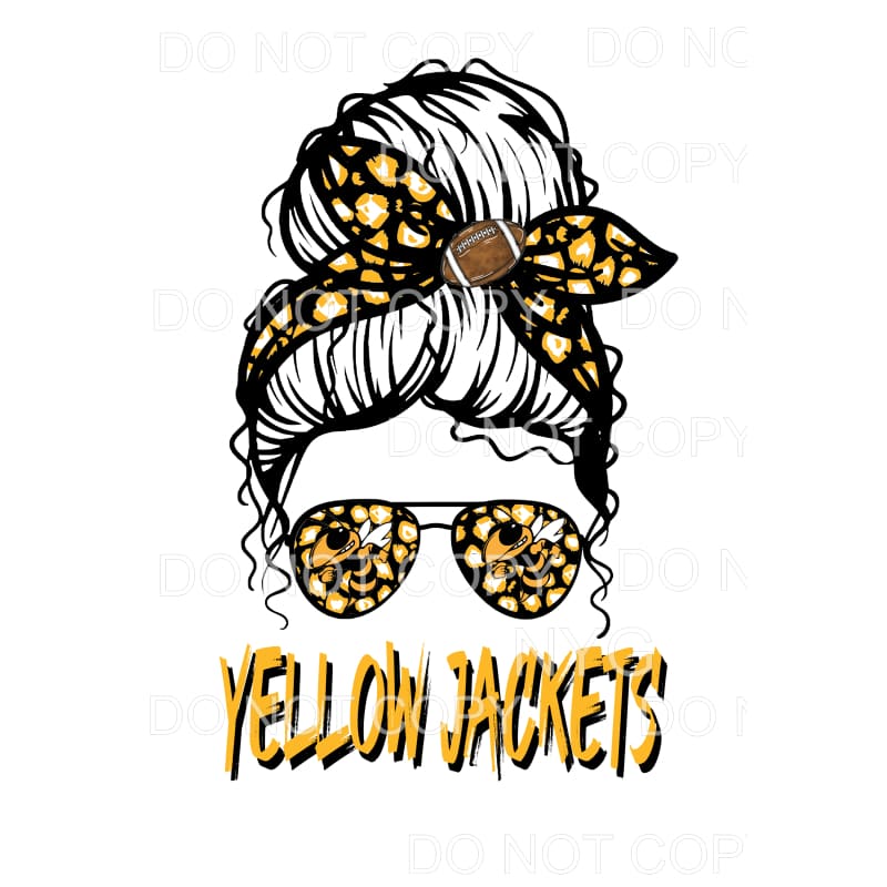 Messy Bun Yellow Jackets # 595 Sublimation transfers - Heat