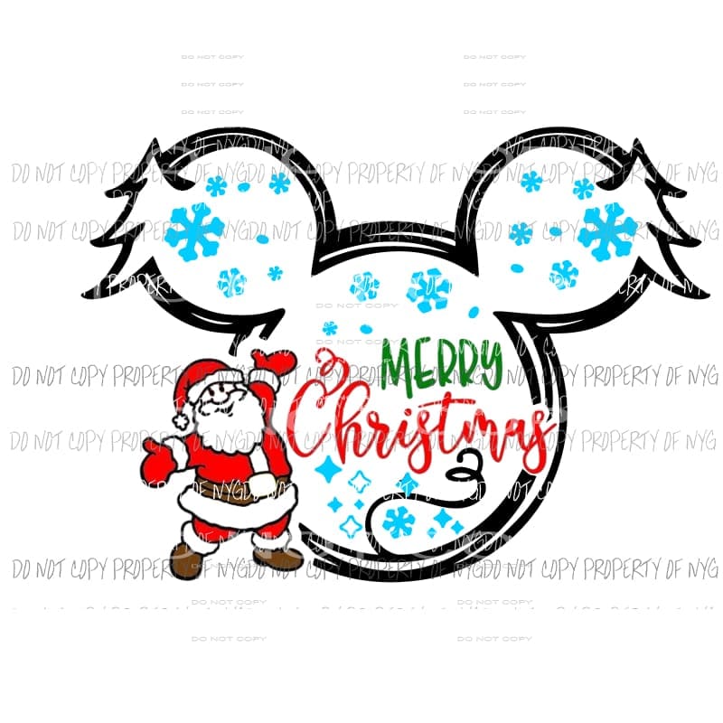 Mickey Mouse Merry Christmas Santa Sublimation transfers Heat Transfer