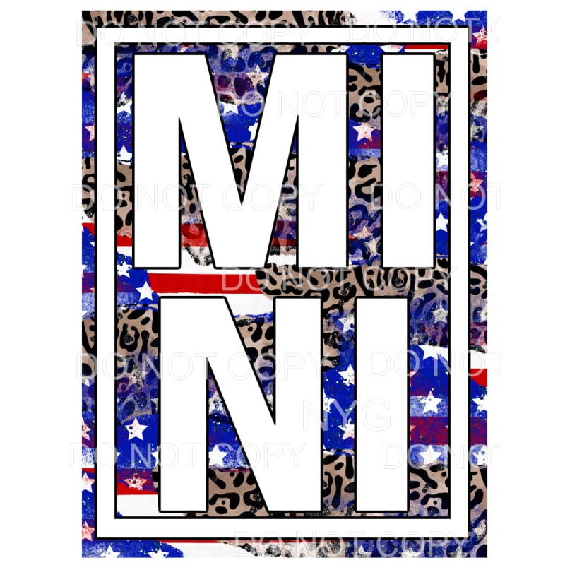 Mini Leopard USA Flag Framed Sublimation transfers - Heat