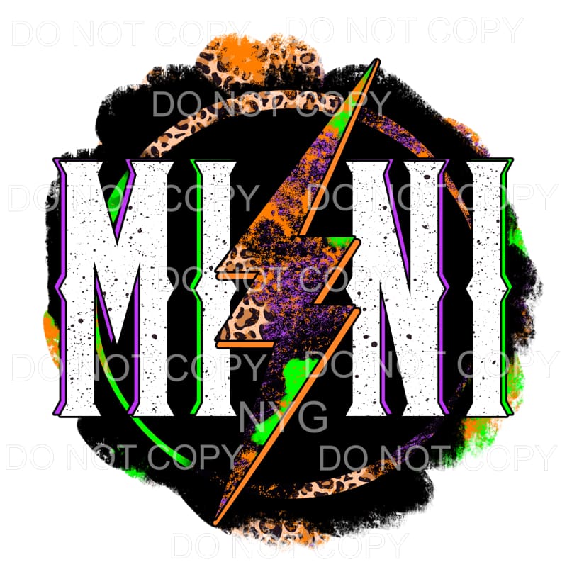 Mini Lightning Bolt Leopard Orange Purple Green Grunge