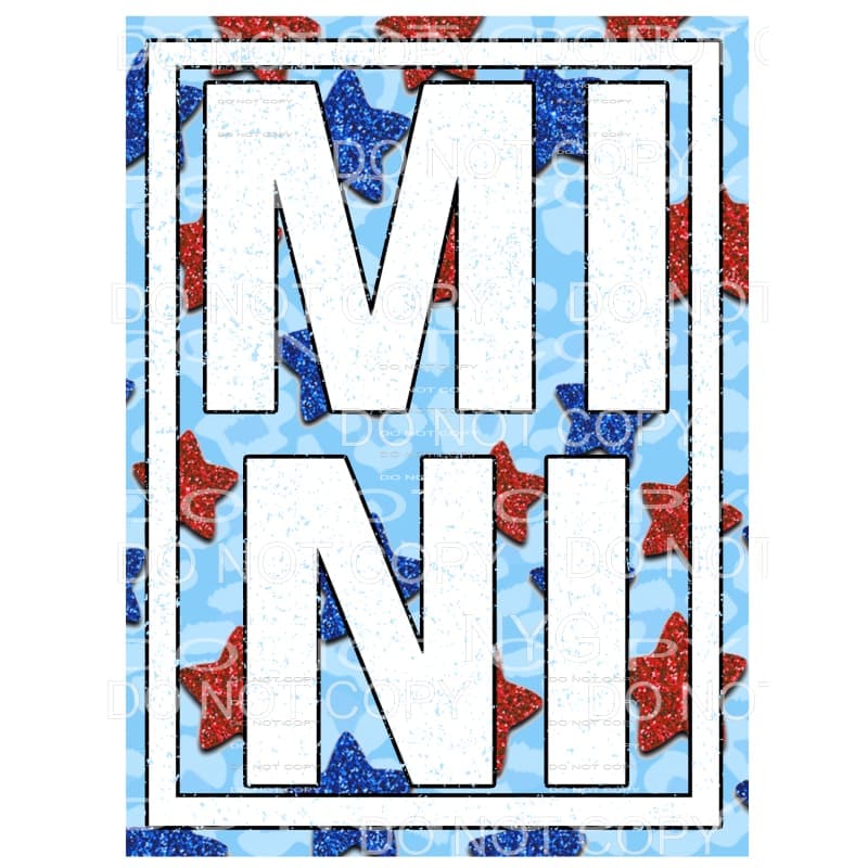 Mini Red Blue Stars Leopard Framed Sublimation transfers -