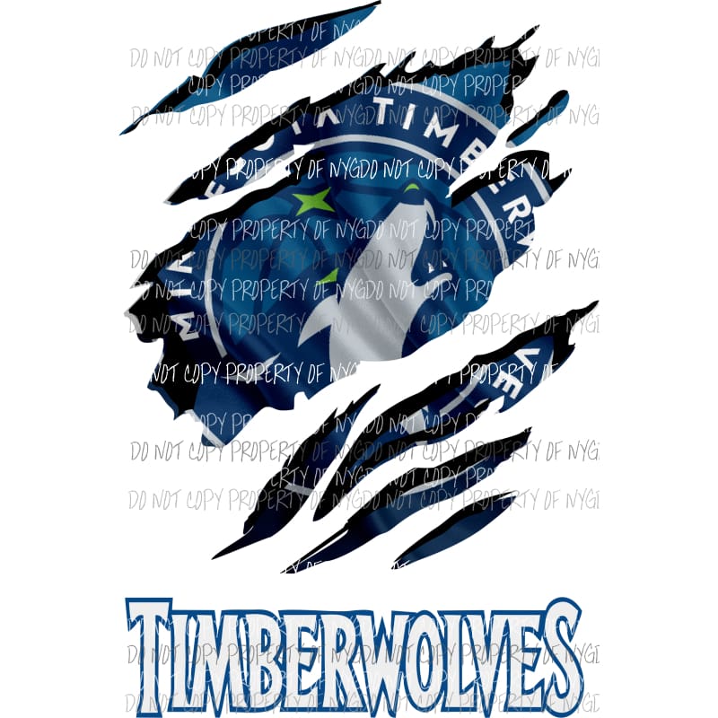 Minnesota Timberwolves ripped design Sublimation transfers Heat Transfer