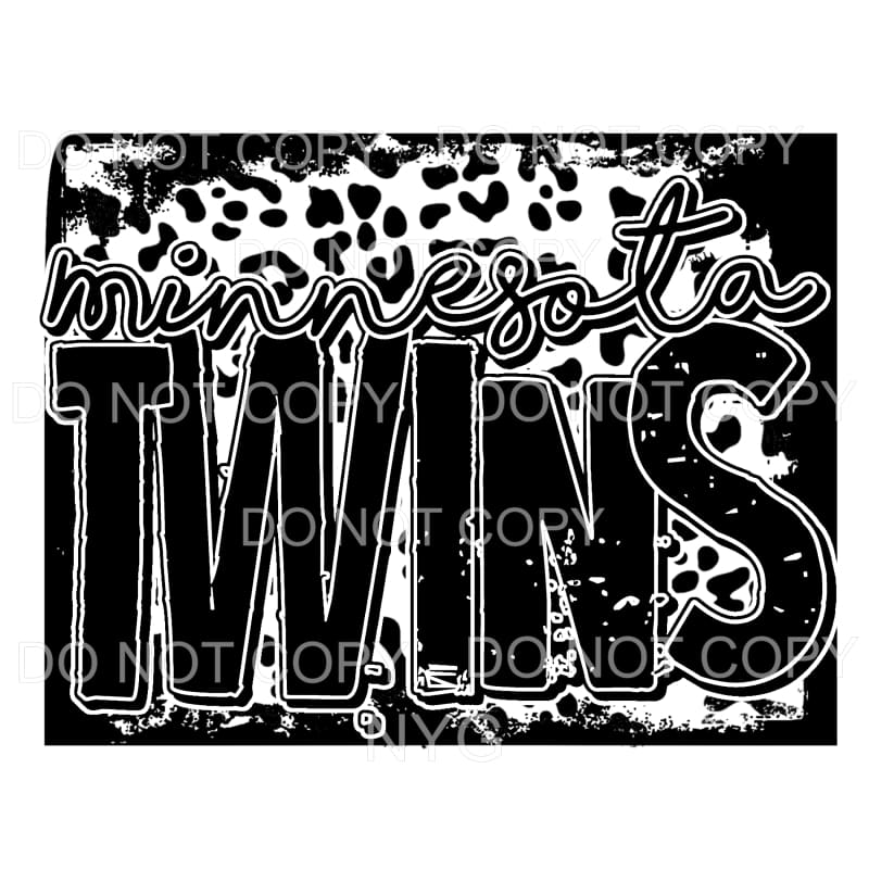 Minnesota Twins Baseball Black Leopard Sublimation transfers