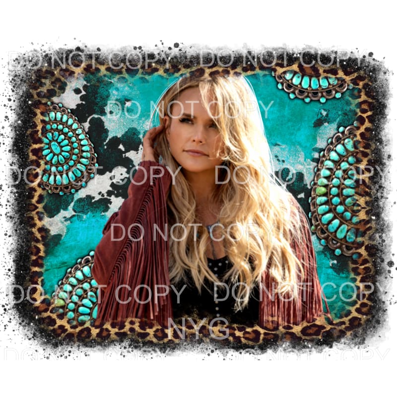 Miranda Lambert Country Music Turquoise Cowhide Leopard #796