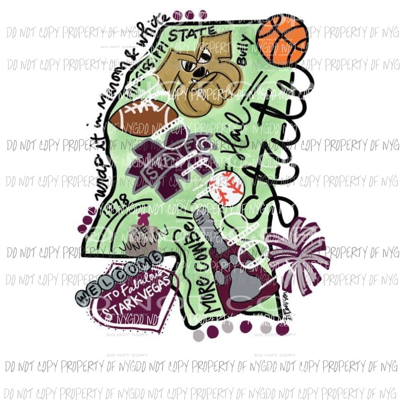Mississippi State football 1 Sublimation transfers Heat Transfer