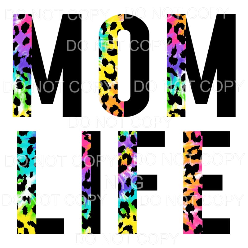 Mom Life Half Leopard Tie Dye Sublimation transfers - Heat