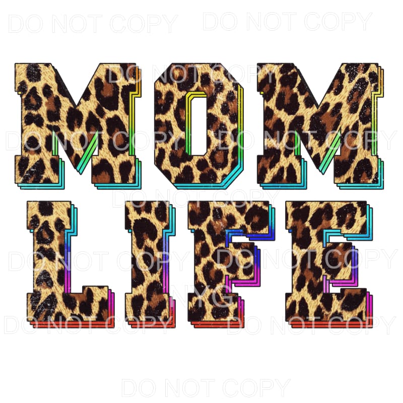 Mom Life Leopard Rainbow Back Sublimation transfers - Heat
