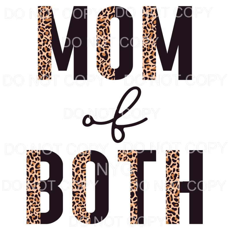 Mom Of Both Half Leopard Black Sublimation transfers - Heat