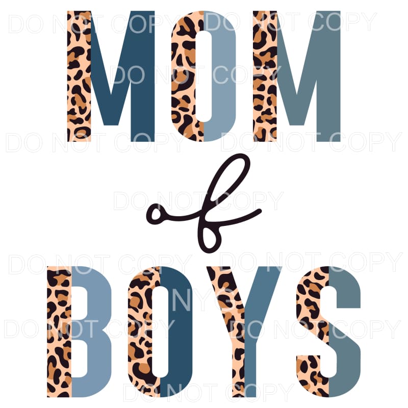 Mom Of Boys Half Leopard Blue Sublimation transfers - Heat