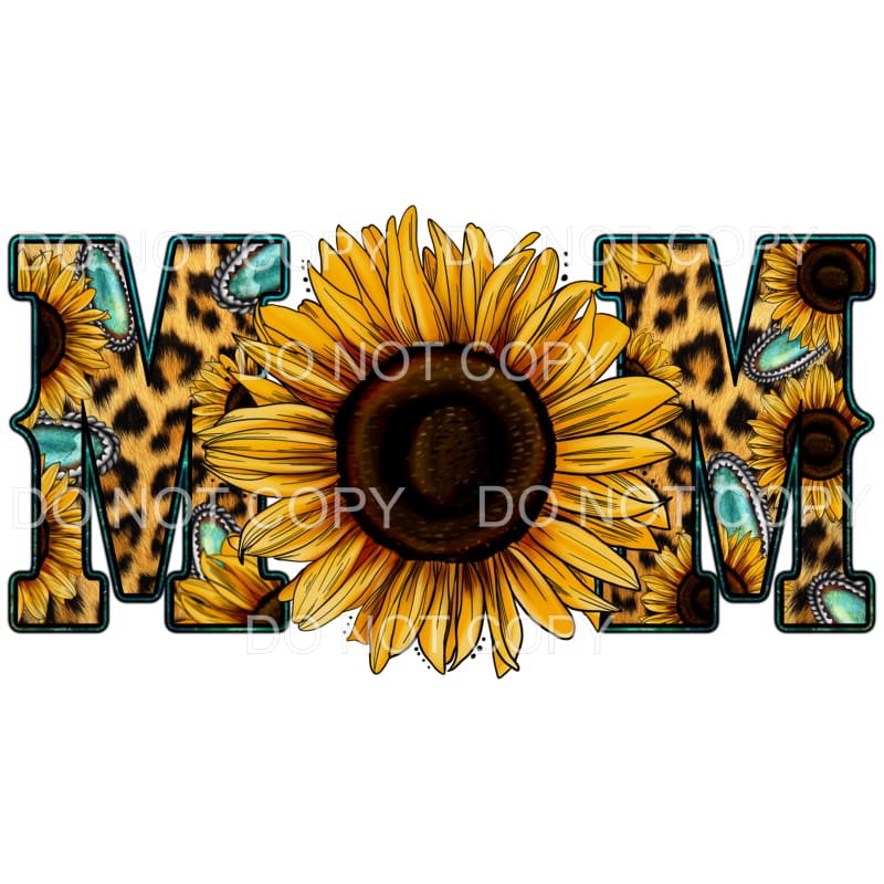 Mom Sunflower Leopard Turquoise #2111 Sublimation transfers