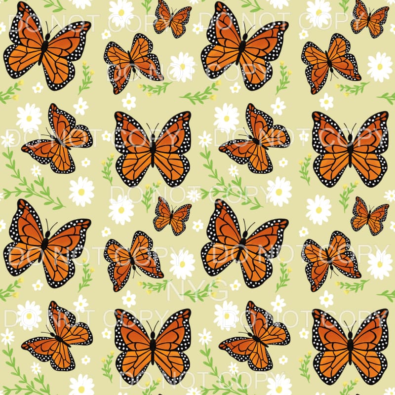 Monarch Butterfly Daisies Yellow Sheet Sublimation transfers