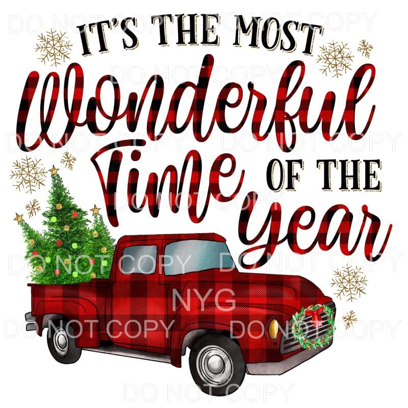 Most Wonderful Time Of The Year Red Buffalo Plaid Vintage