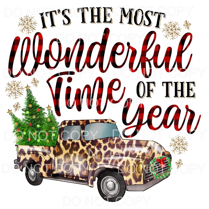 Most Wonderful Time Of The Year Leopard Vintage Truck
