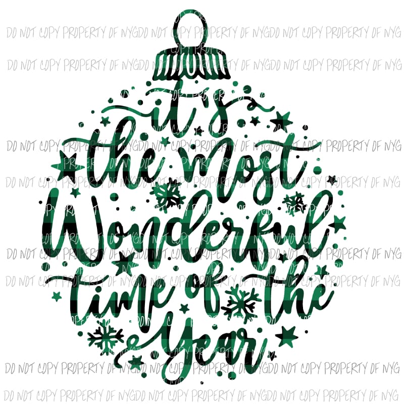 most wonderful time of the year ornament GREEN Sublimation transfers Heat Transfer