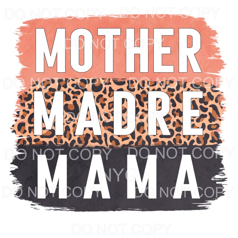 Mother Madre Mama Pink Leopard Black Brushstrokes