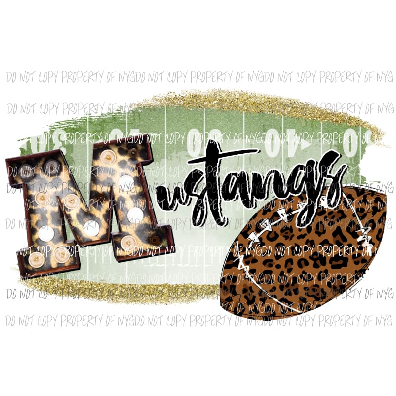 Mustangs football field leopard Sublimation transfers Heat Transfer