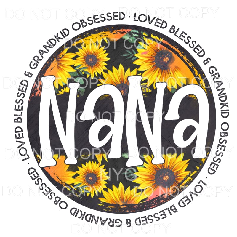 Nana Sunflower Distressed Circle Sublimation transfers -
