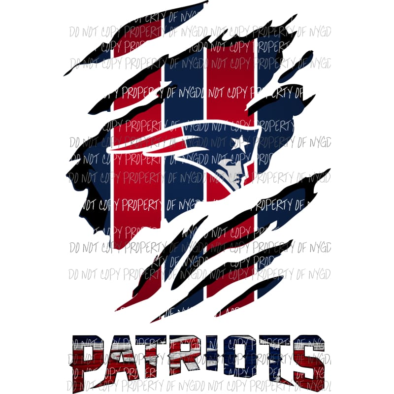 New England Patriots ripped design Sublimation transfers Heat Transfer