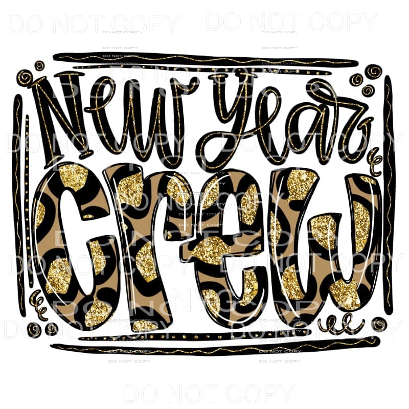New Year Crew Leopard Black Gold Glitter #1974 Sublimation