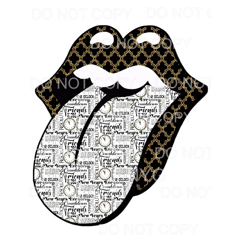 New Years Rolling Stones Lips #4 Sublimation transfers -