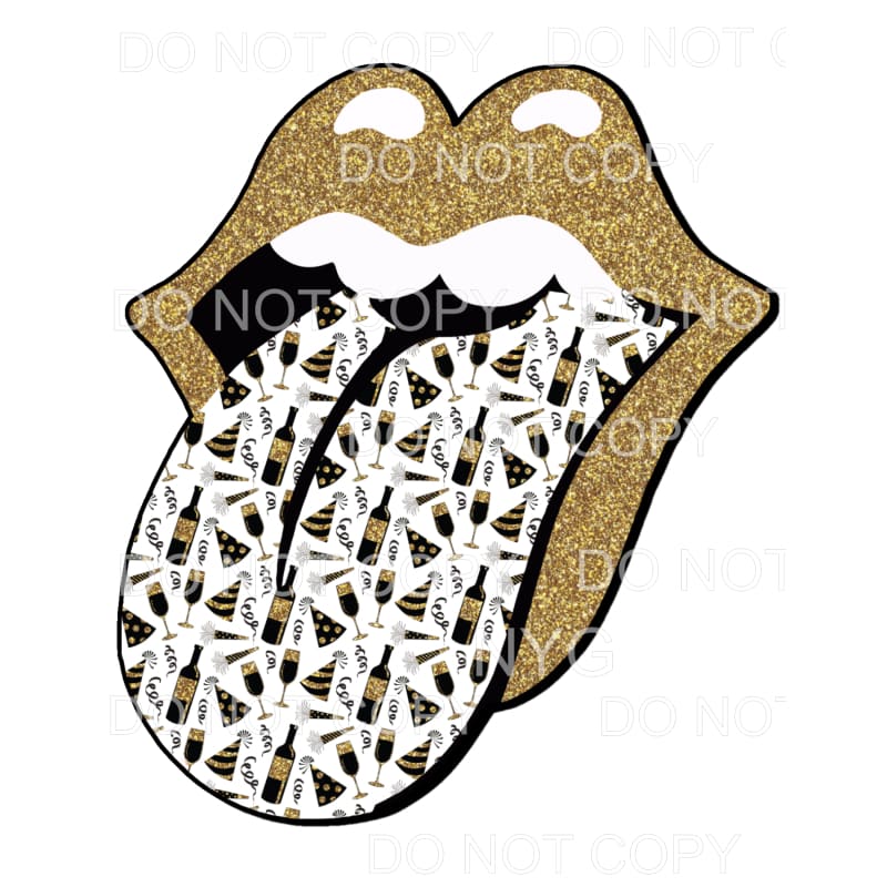 New Years Rolling Stones Lips #5 Sublimation transfers -