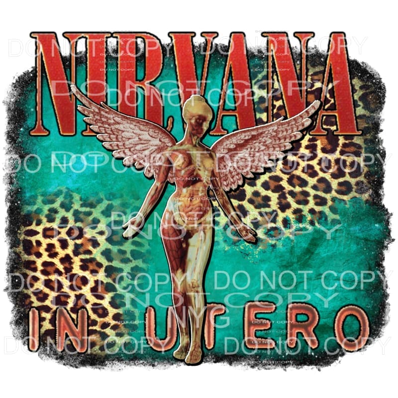 Nirvana In Utero Woman Angel Wings Leopard Teal #1640