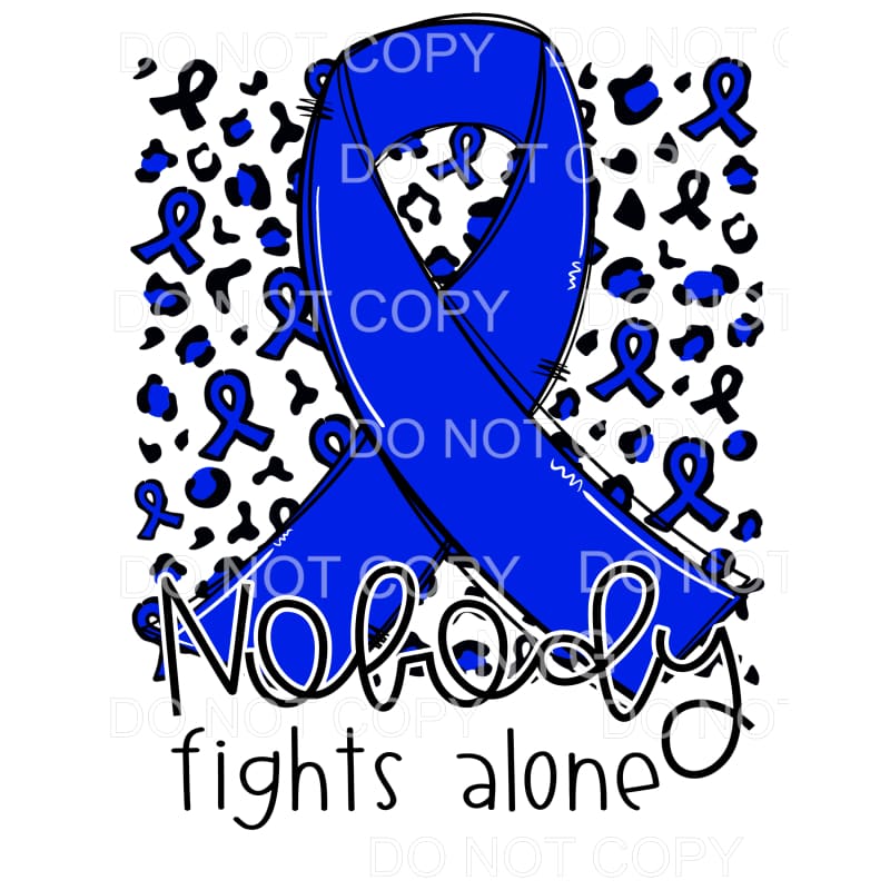 Nobody Fights Alone Blue Awareness Ribbon Leopard #1262