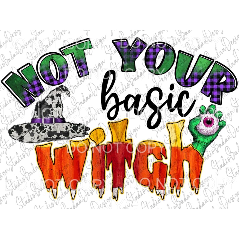 Not Your Basic Witch Cow Print Hat Eyeball Hand Green Purple