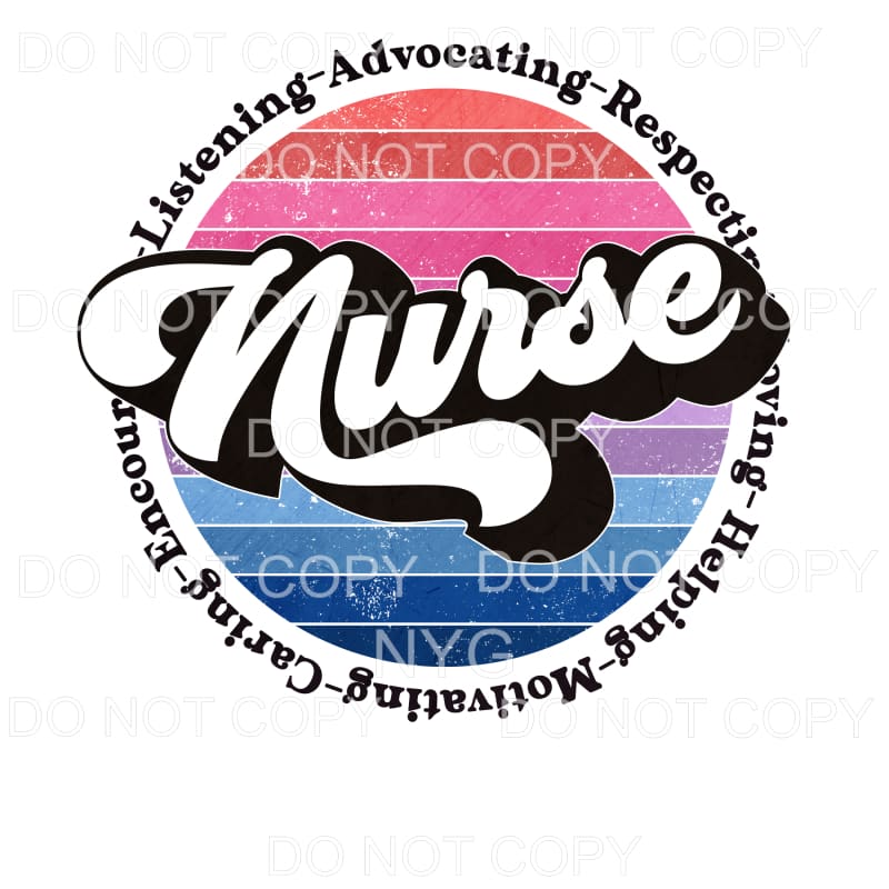 Nurse Retro Rainbow Circle Distressed Sublimation transfers