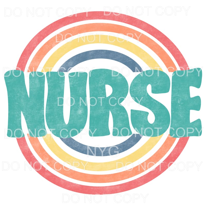 Nurse Retro Rainbow Sublimation transfers - Heat Transfer