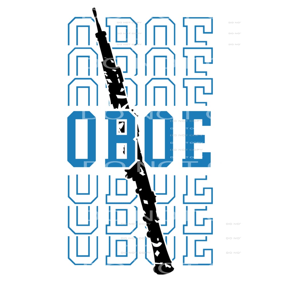 Oboe distressed instrument blue stacked Sublimation
