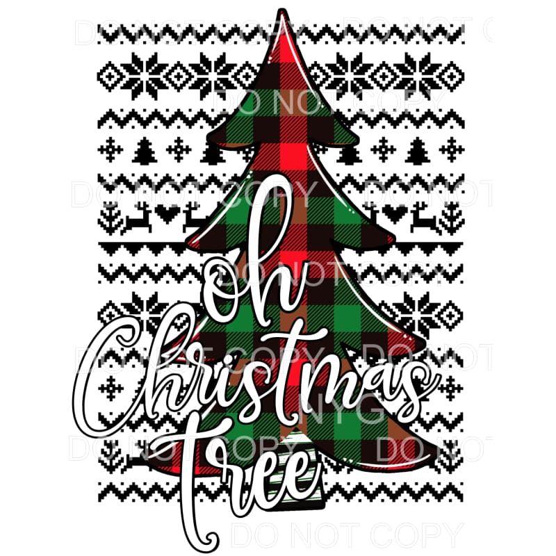 Oh Christmas Tree Red Green Plaid Sublimation transfers -