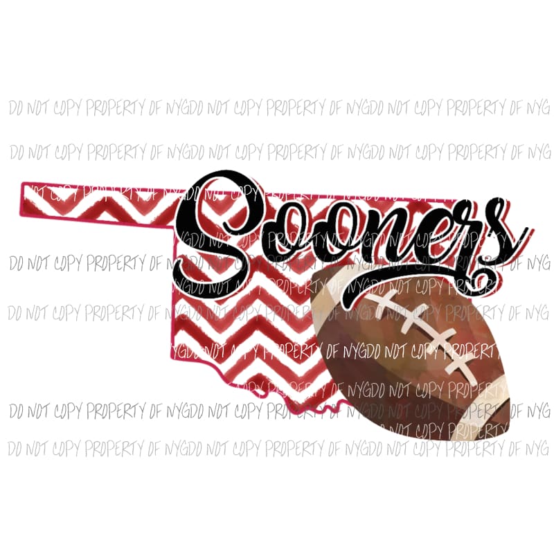 Oklahoma Sooners football chevron state Sublimation transfers Heat Transfer