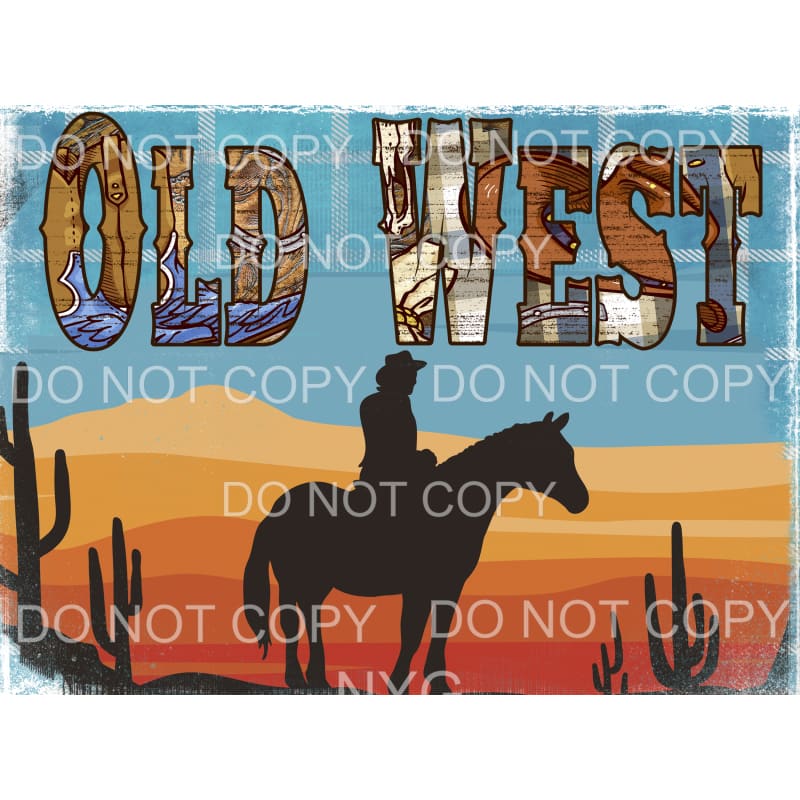 Old West Cowboy Horse Western Desert Cactus #1654