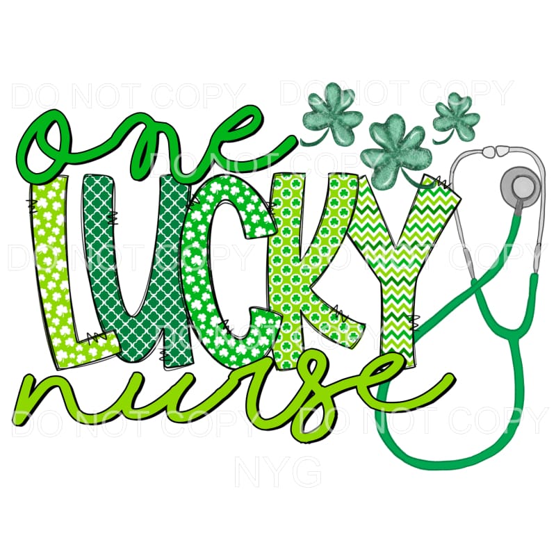 One Lucky Nurse Stethoscope Shamrocks Sublimation transfers